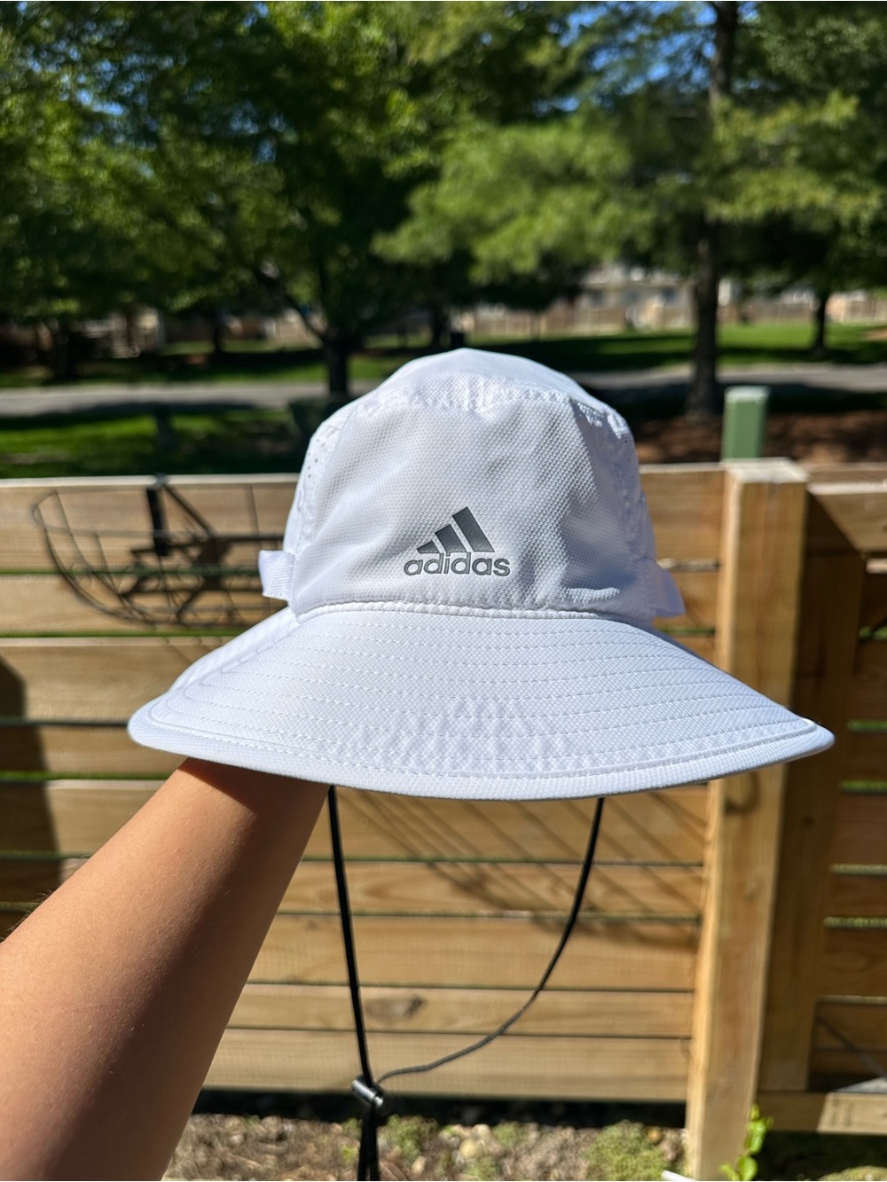 adidas White Kids Sun Hat with Logo